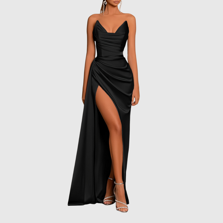 Evadne | Abito Maxi in Raso Fiorentino