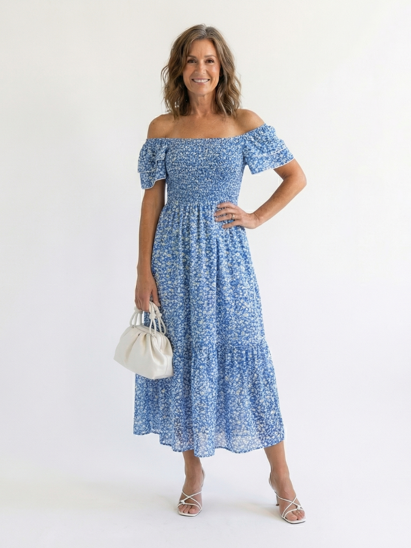 Odette | Abito Midi Floreale con Spalle Scoperte