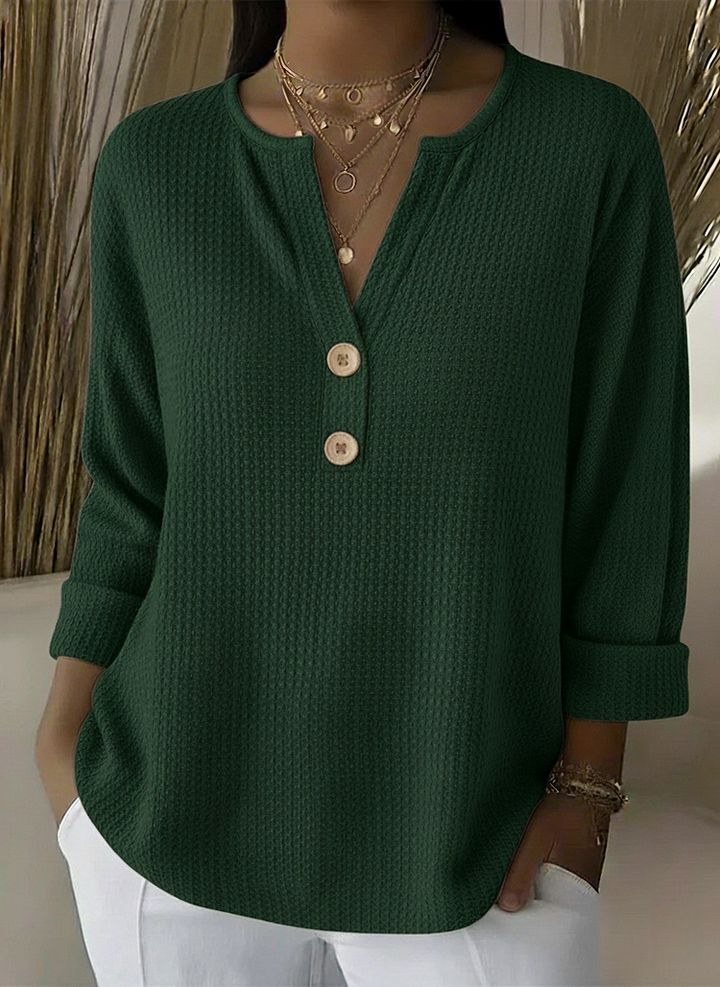 Lucia | Maglia Henley Goffrata con Bottoni