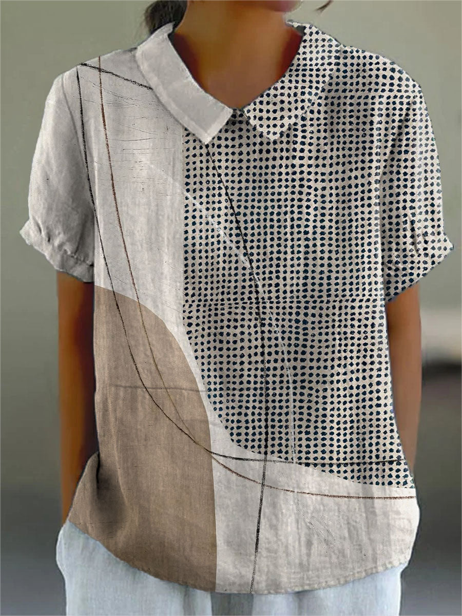 Lana - camicia da donna con motivo astratto a punti e linee