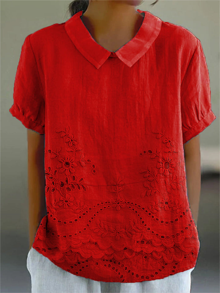 Lily - camicia ricamata a fiori dettaglio del modello
