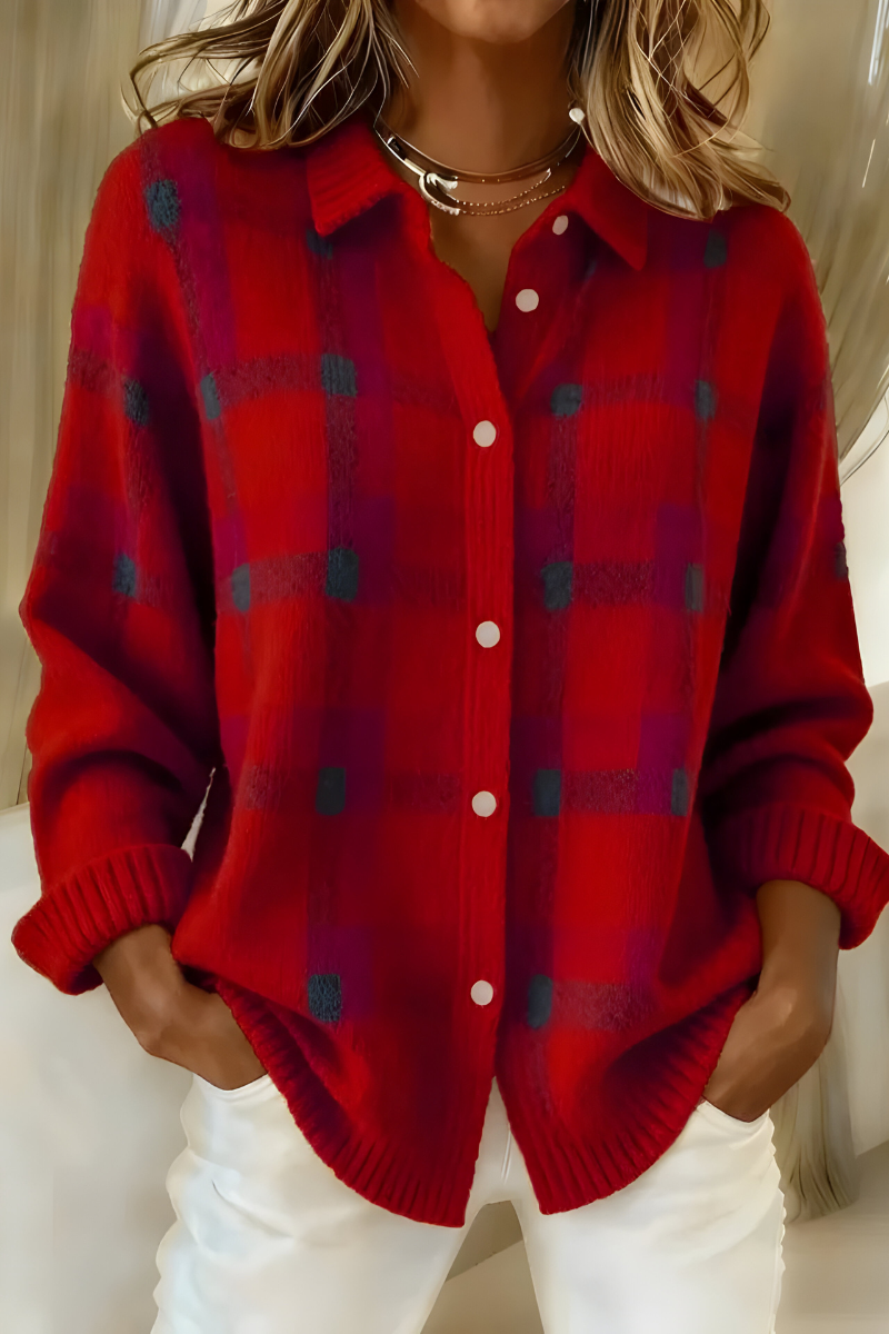 Cardigan donna a quadri con bottoni Corinne - vista 2