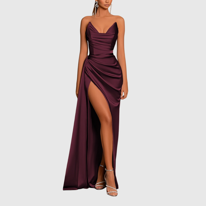 Evadne | Abito Maxi in Raso Fiorentino
