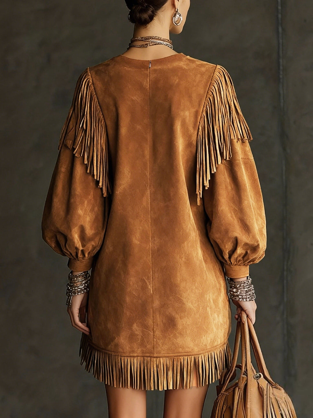 SAVANNA | ABITO MAXI WESTERN CON MANICHE A CAMPANA
