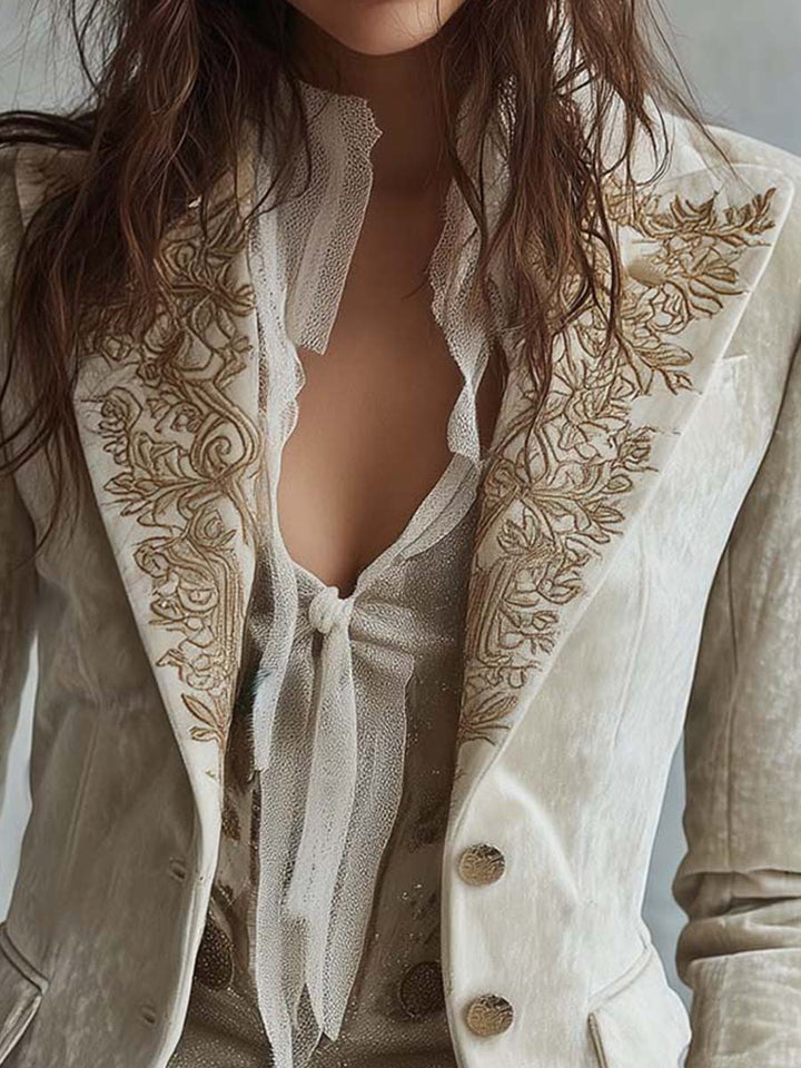 Genevieve | Blazer ricamato avorio da donna - vista 4