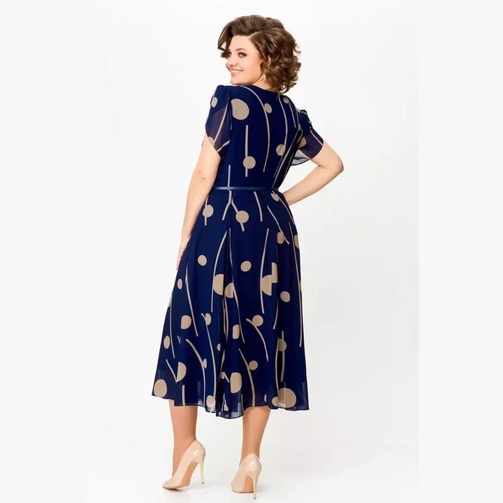 Ivy | Abito Midi in Chiffon a Pois Blu