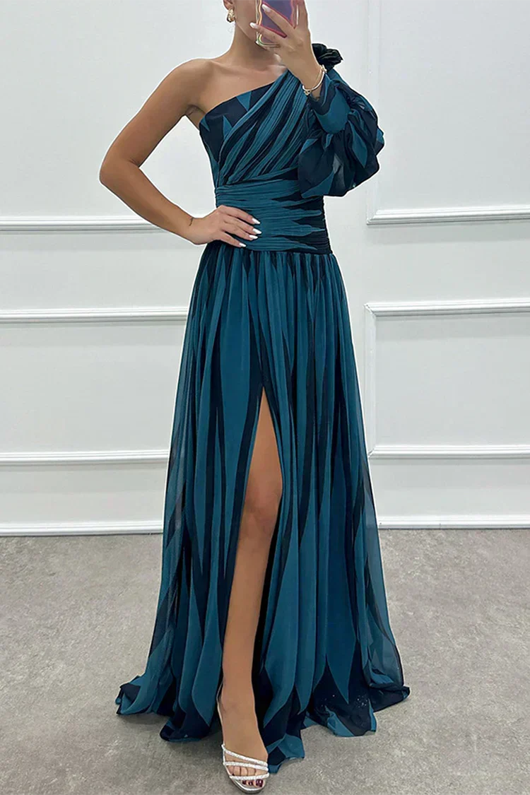 Aurora | Abito Elegante a Righe Monospalla