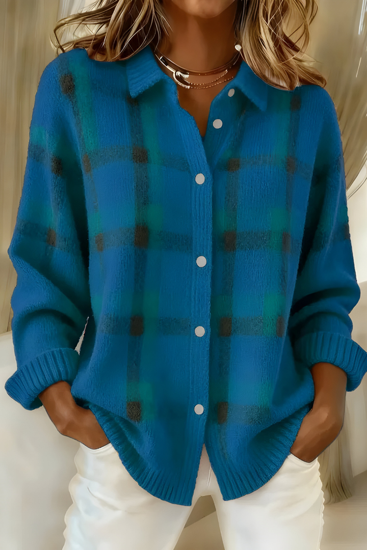 Cardigan donna a quadri con bottoni Corinne - vista 6