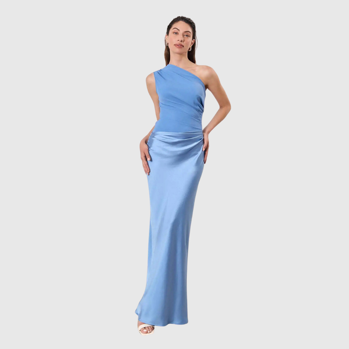 ALEIDA | ABITO MAXI IN RASO A SPALLA UNICA