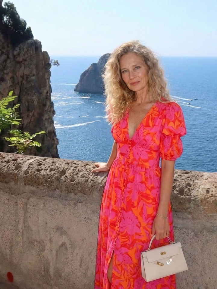 Willow | Abito Midi con Scollo a V e Maniche a Volant