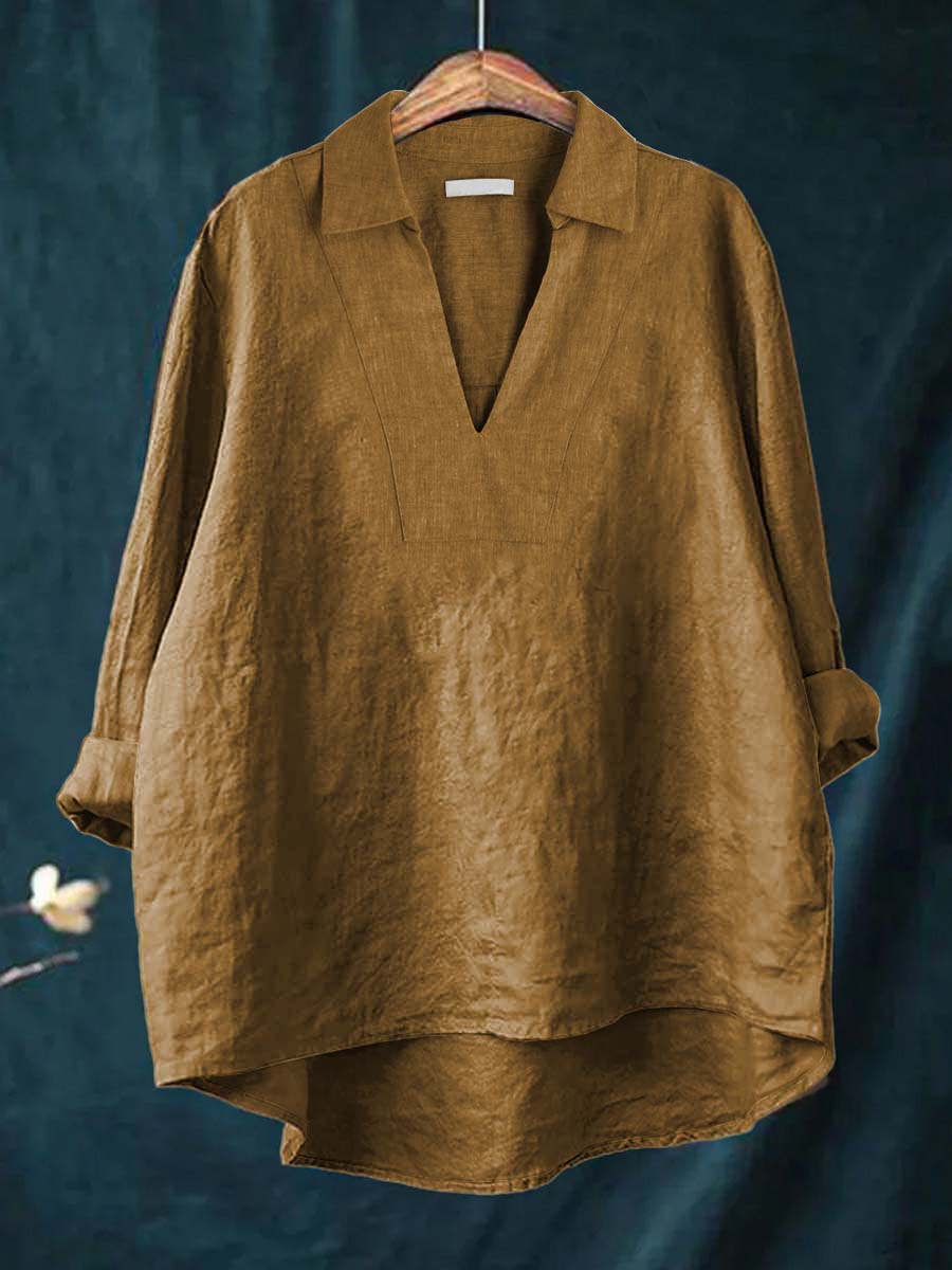 CELESTINE | BLUSA COLOR CARAMELLO CON SCOLLO A V