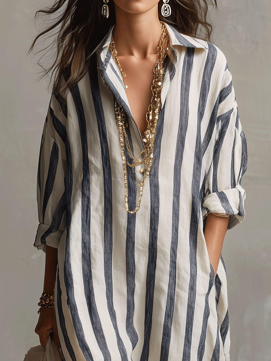 Abito Maxi Boho a Righe