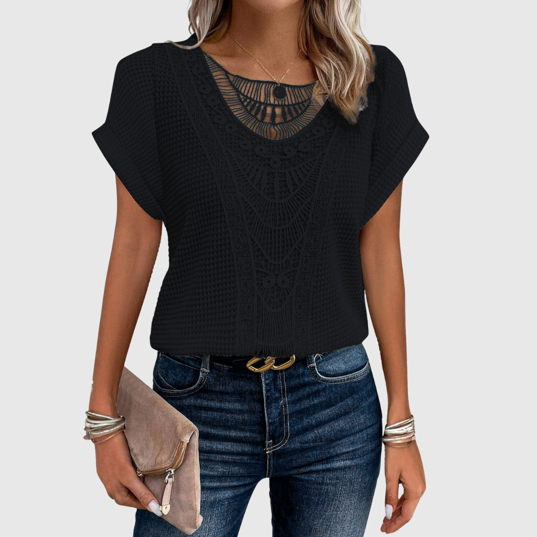 LUCINDA | TOP IN PIZZO A MANICA CORTA