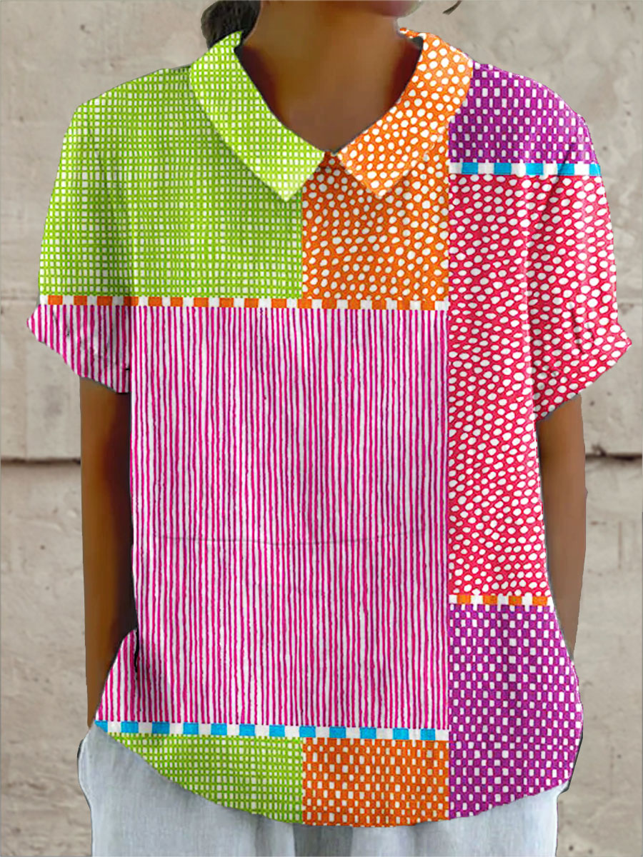 Zoe - camicia patchwork da donna multicolore