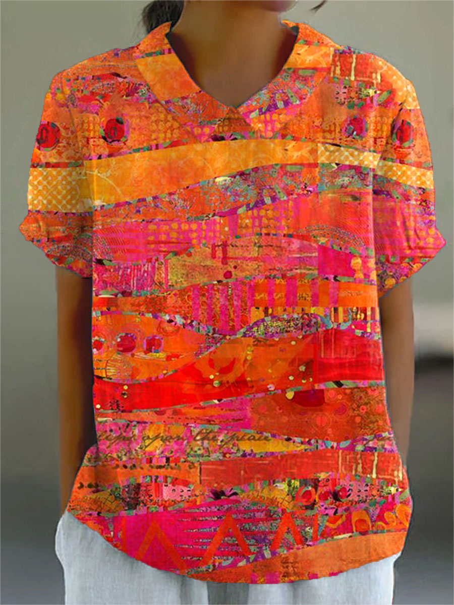 Isla - camicia da donna con stampa astratta multicolore