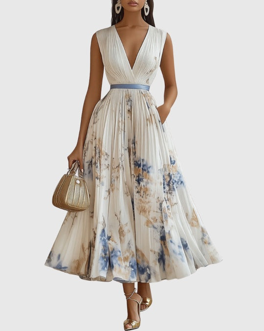 Abito maxi floreale plissettato Paz da donna - Maria Milano
