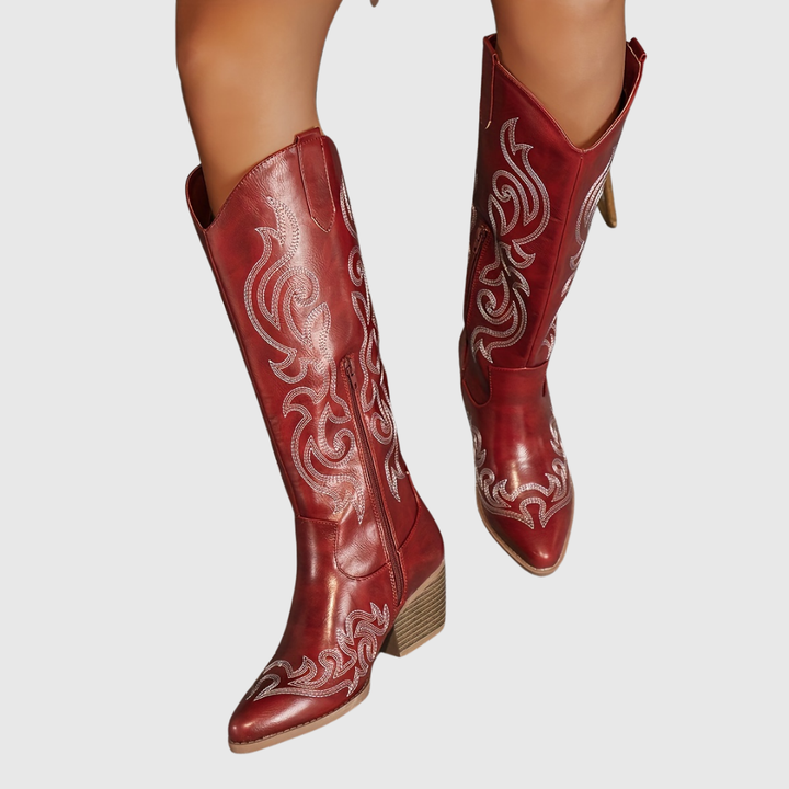 Hester - stivali cowboy da donna con ricami e zip - Maria Milano