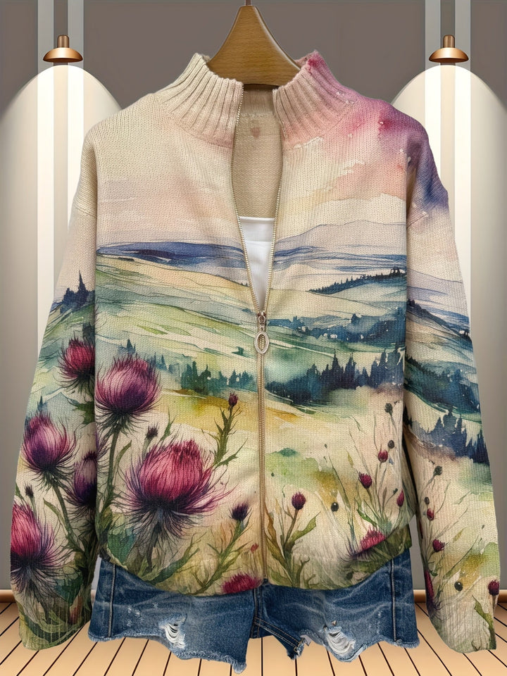 Cardigan donna con zip e fiori di cardo Marlowe - vista 4