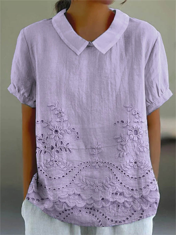 Lily - camicia ricamata a fiori dettaglio colore