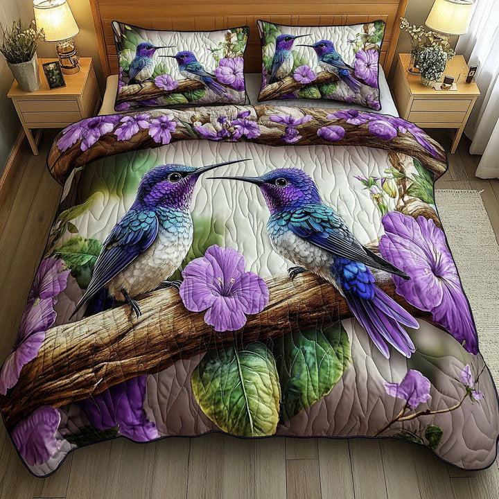 Coperta per letto trapuntata 3 pezzi - Rifugio per uccelli