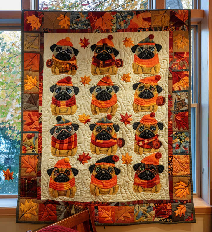 Coperta Trapuntata Pugs Vibe Autunnale NCU0VL078