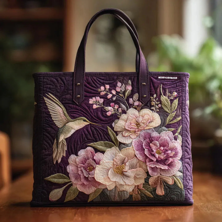 Borsa Artisanal Matelassé - Colibrì e Orchidee