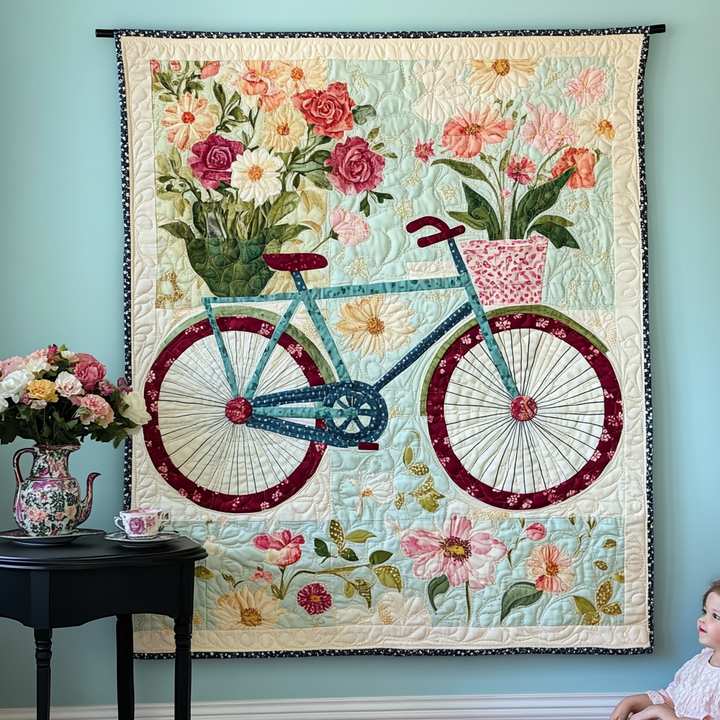 Bicicletta di Blooms Art Quilt Appeso NCU0TL1018