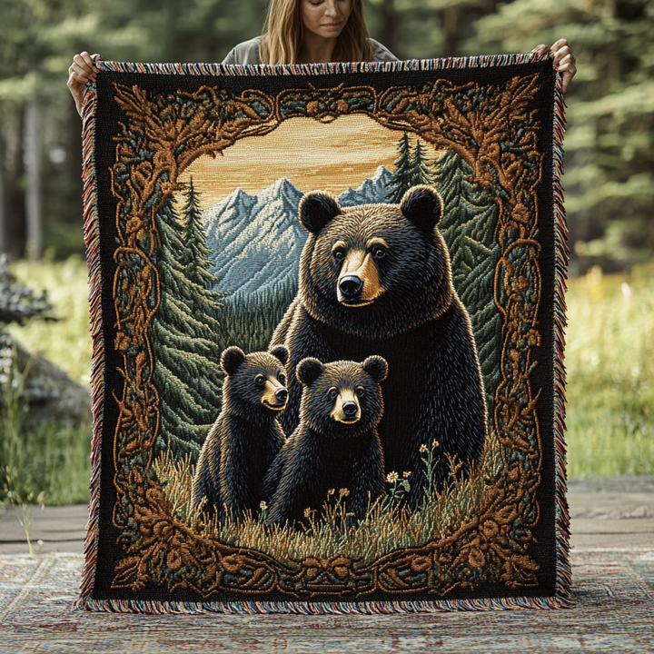 Coperta Woven della Famiglia Orso Nero NCU0DV3912