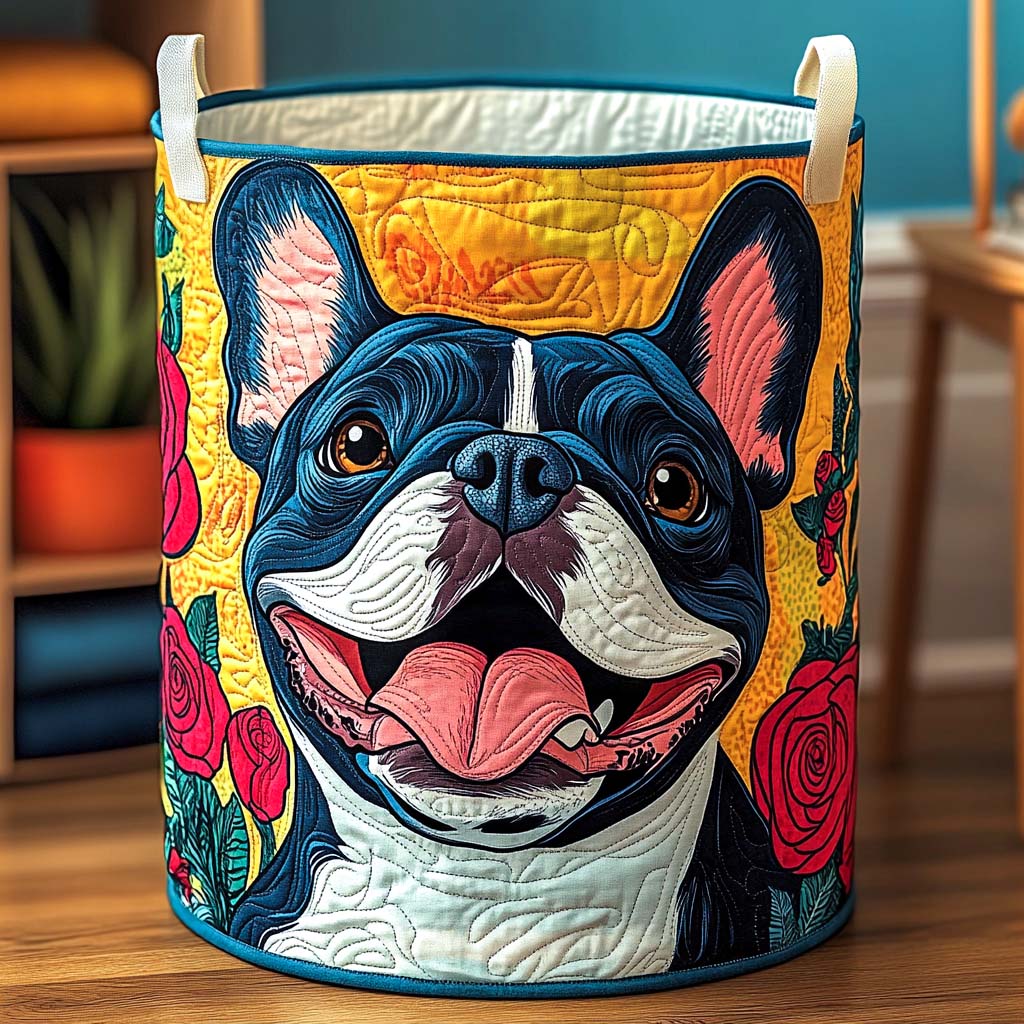 Cesto per la Biancheria Quilted Bloomy Frenchie Smile NCU0NXD546