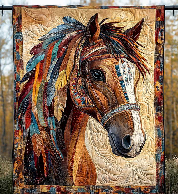 Arazzo Artistico di Cavallo Nativo Coraggioso NCU0DV849