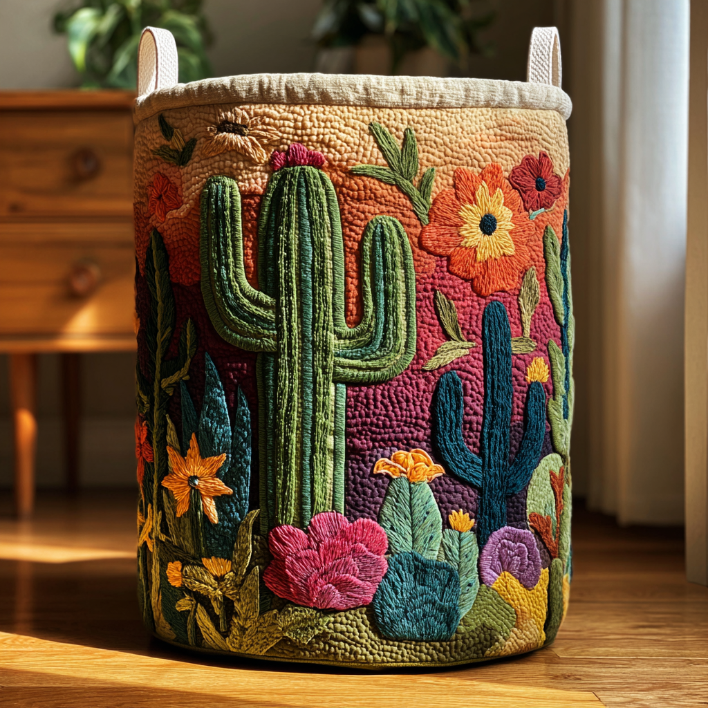 Cesto da lavanderia trapuntato Cactus Horizon NCU0DDK1291