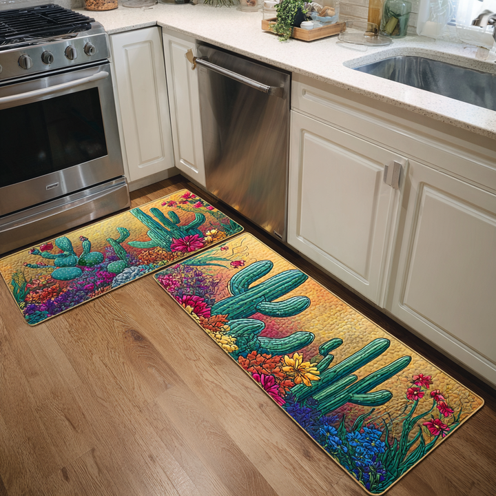 Tappeto da cucina antiscivolo con cactus al tramonto NCU0DK10925