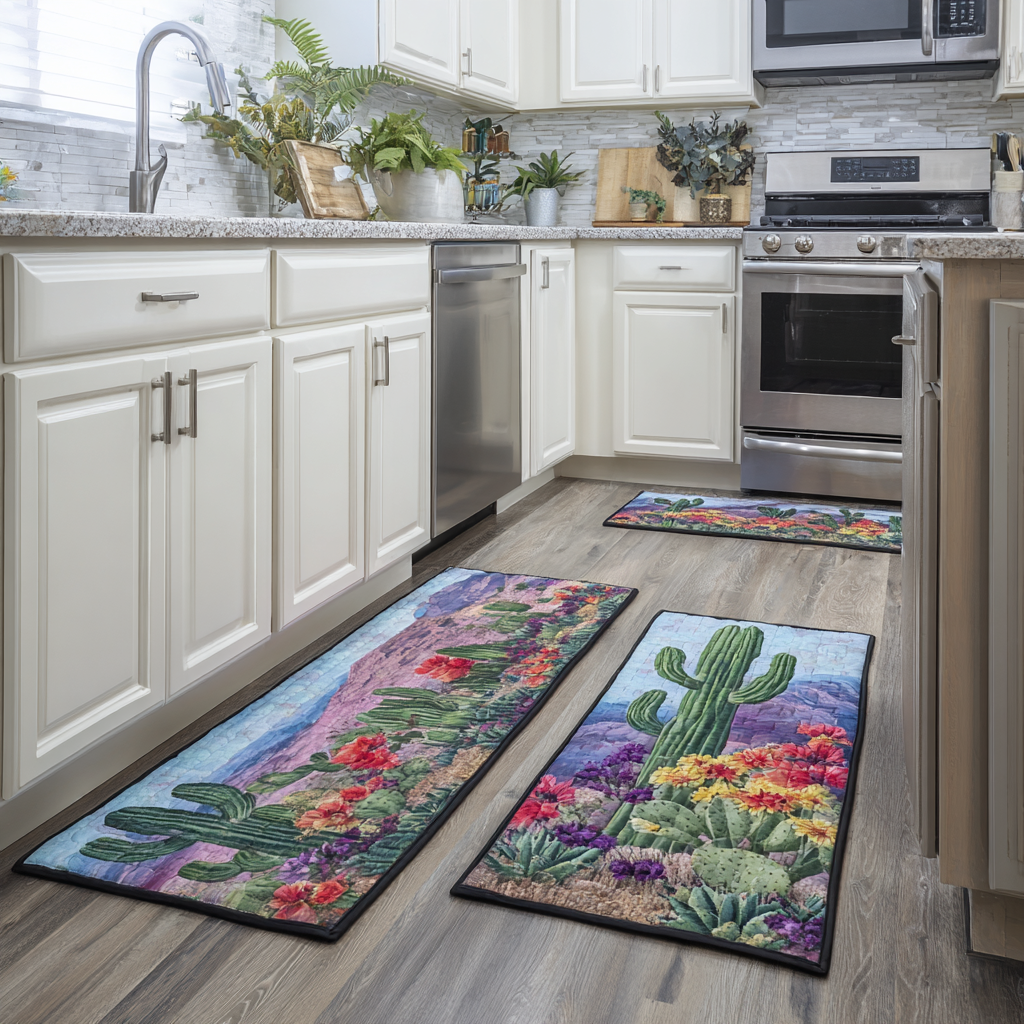 Tappeto da cucina antiscivolo con cactus e paesaggio desertico NCU0DK10922