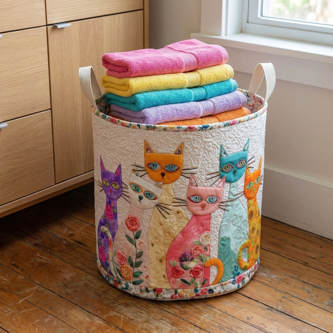 Cesta da Lavanderia Trapuntata con Gatto Allegro NCU0PTT3034