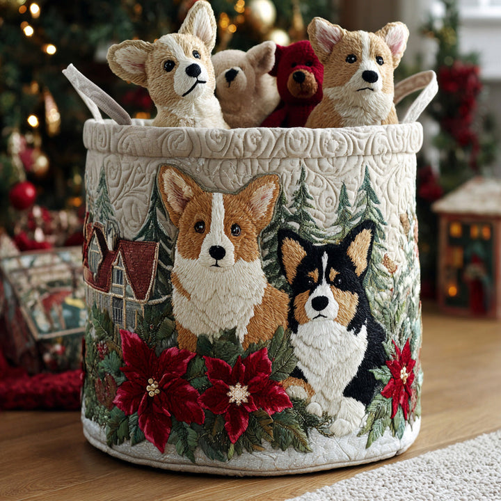 Cesta da Lavanderia Quilted Joy Corgi di Natale NCU0DV1135