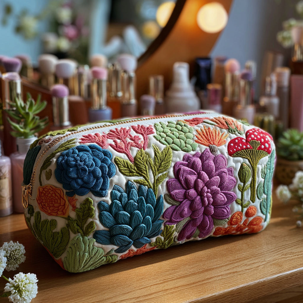 Beauty case trapuntato con botanica colorata NCU0PT9617