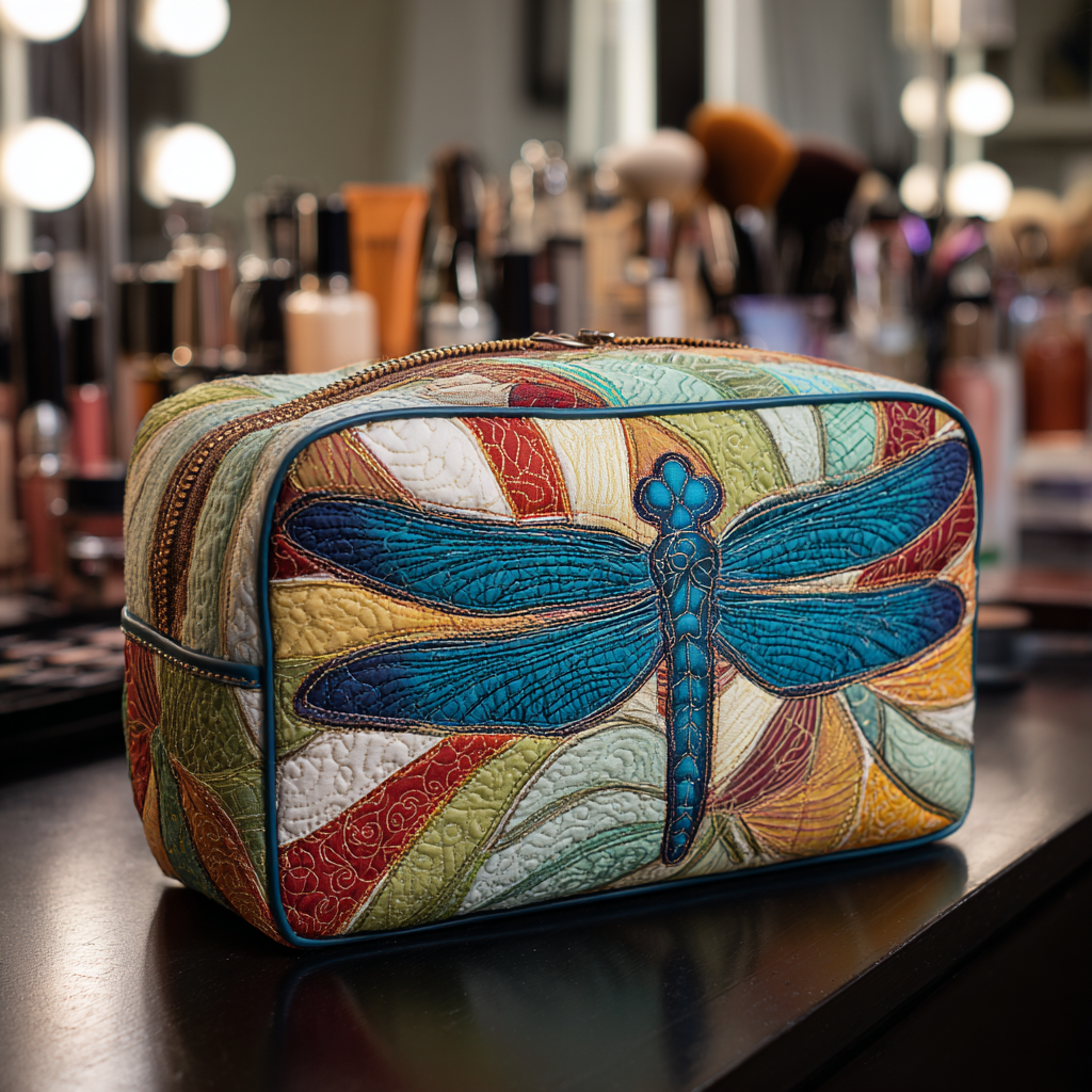 Beauty case trapuntato con libellula colorata NCU0DK10237