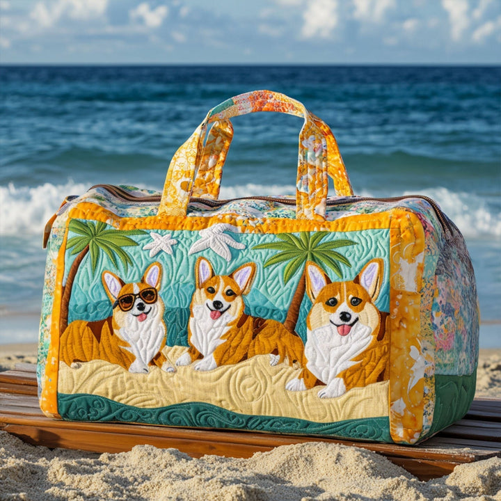 Borsa da viaggio trapuntata Corgi in spiaggia NCU0PT9354