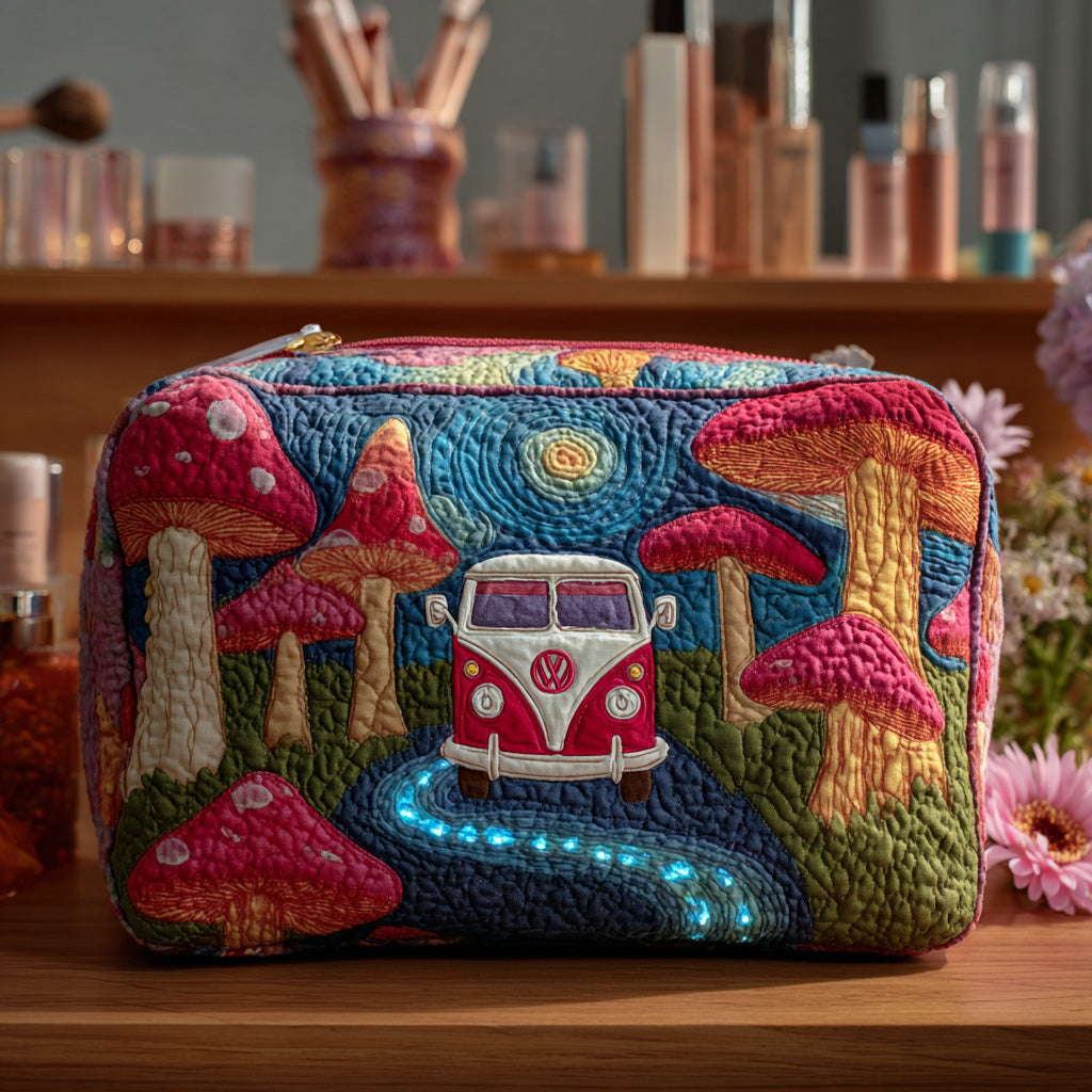 Beauty case trapuntato con fantasia hippie cosmica NCU0PT9424