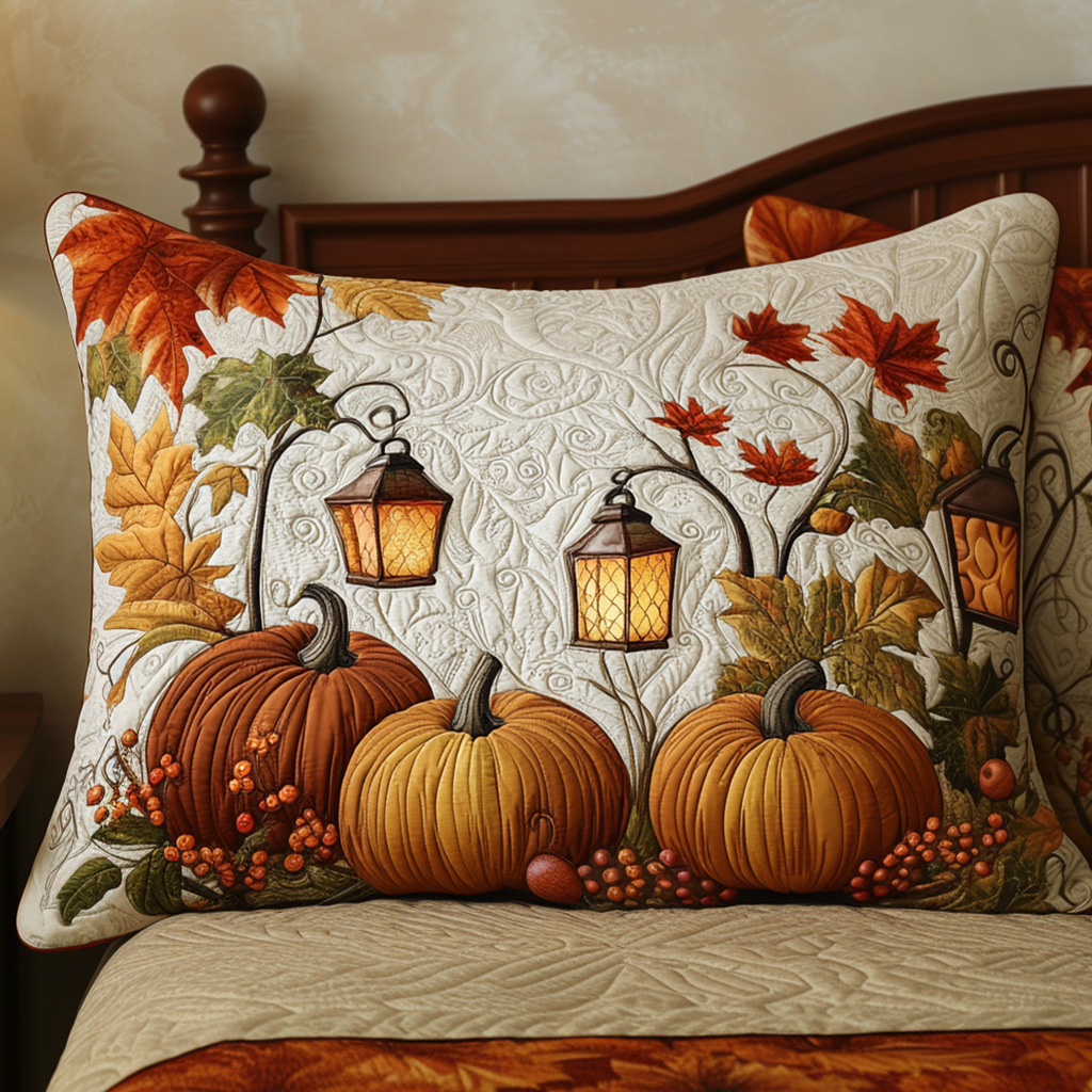 Copricuscino trapuntato con foglie d’acero e notte autunnale NCU0NT8856