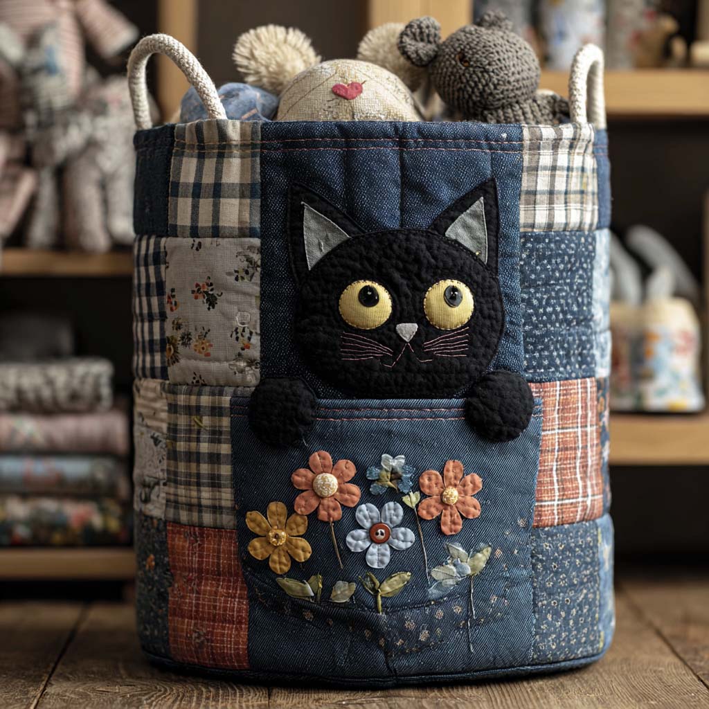 Cesto da lavanderia in denim quiltato NCU0NNT1840