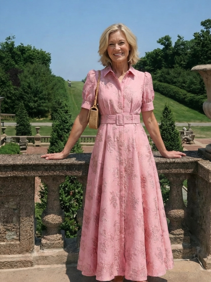 Xanthea | Abito Maxi Chemisier Floreale con Cintura