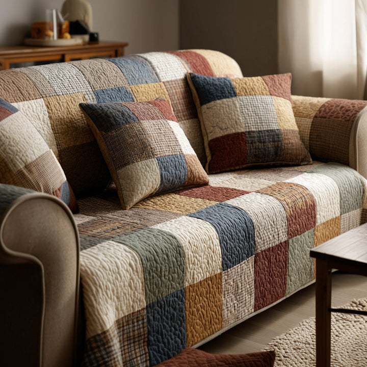 Copertura per Divano Patchwork Trapuntata in Stile Fattoria NCU0VT365