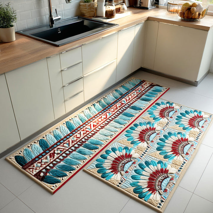 Tappeto da cucina antiscivolo con corona di piume NCU0TD1433