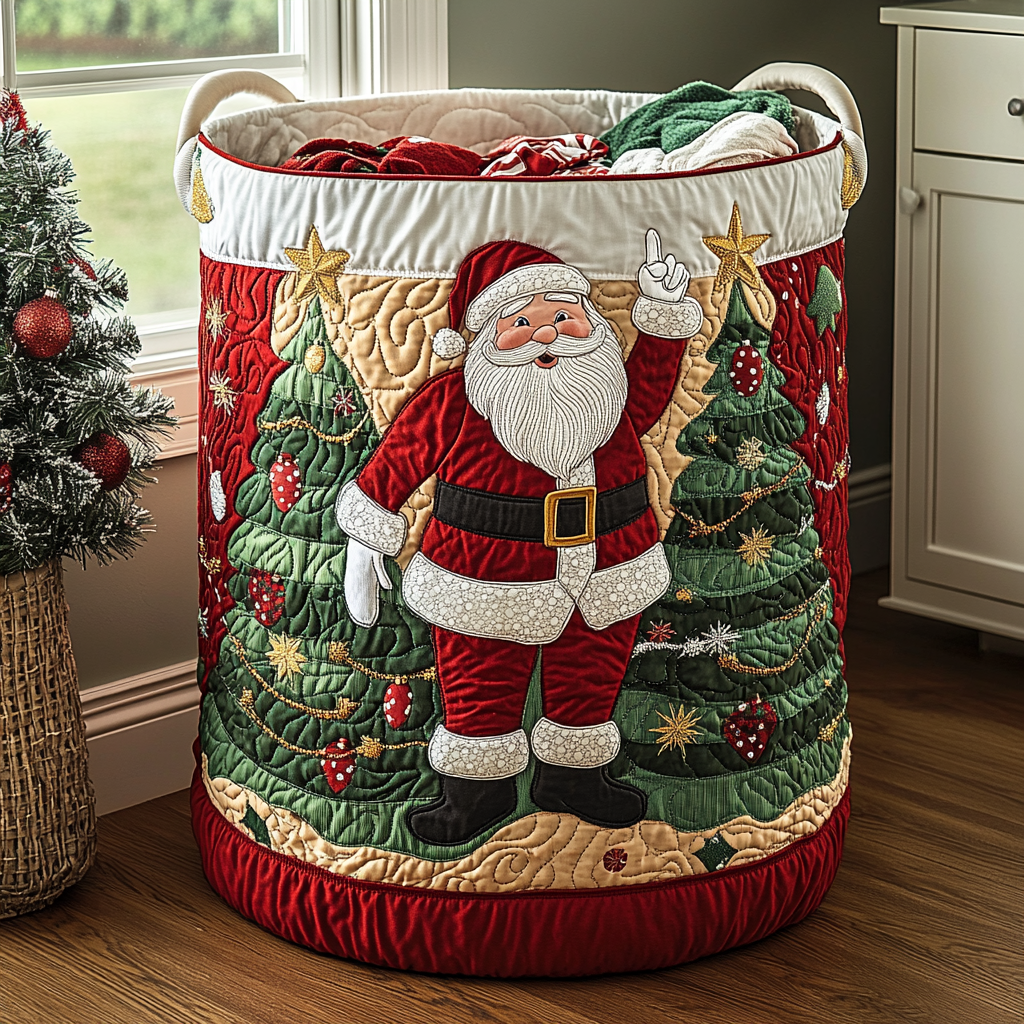 Cesto della Biancheria Trapuntato di Babbo Natale NCU0QN058