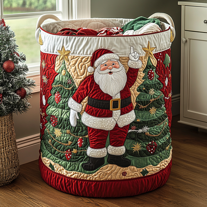 Cesto della Biancheria Trapuntato di Babbo Natale NCU0QN058