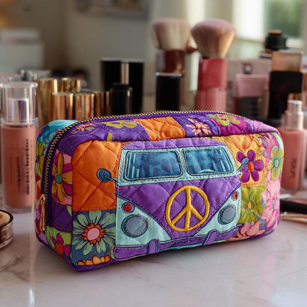 Beauty case trapuntato con fiori in stile anni Settanta NCU0XD877