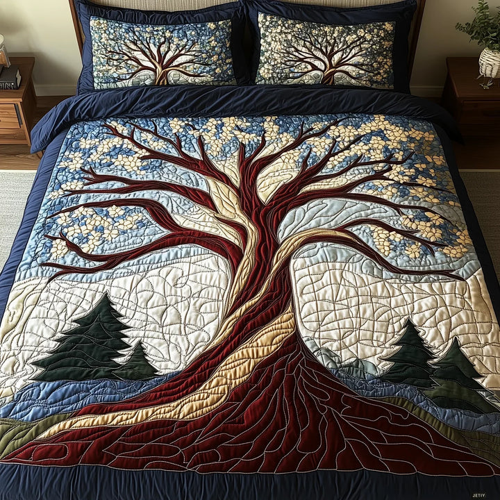 Coperta per letto trapuntata 3 pezzi - Armonia della foresta
