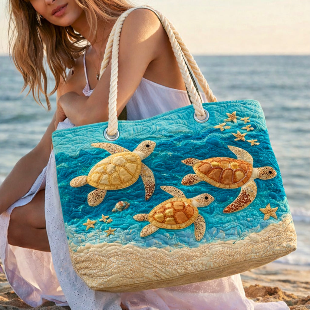 Borsa mare trapuntata Tartaruga sulla Costa Dorata disponibile nelle misure L e XL