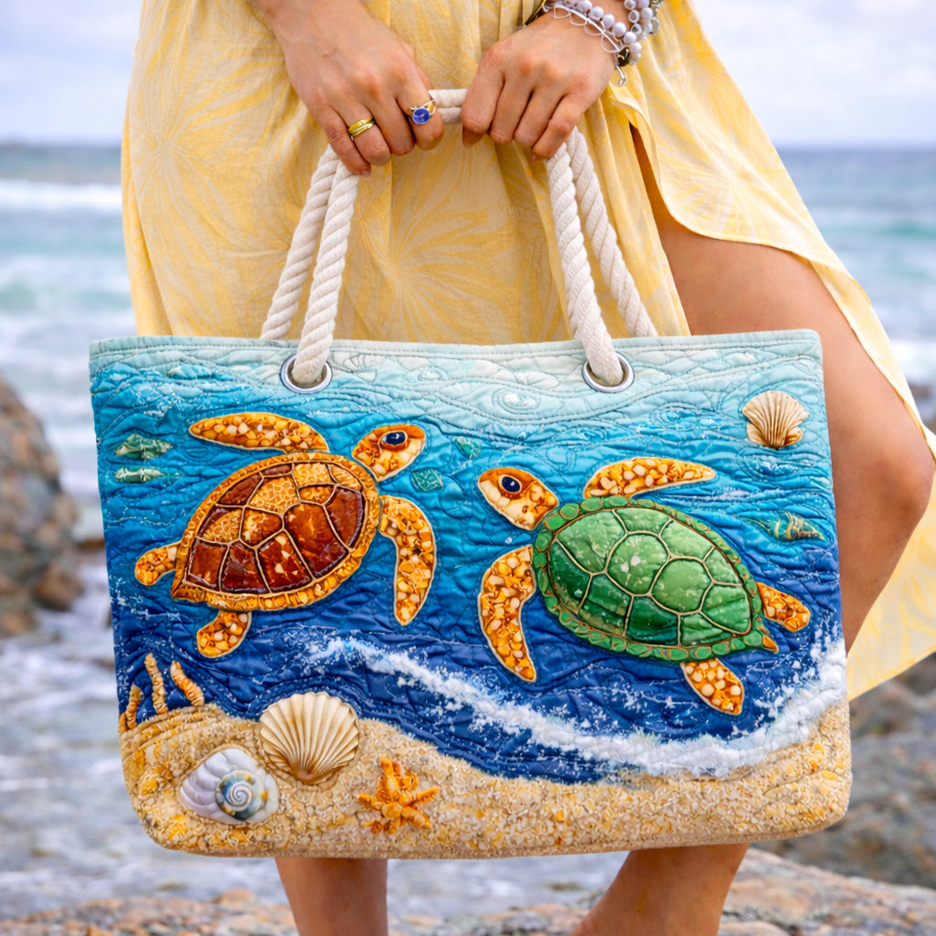 Borsa mare trapuntata Tartaruga Tropicale disponibile nelle misure L e XL